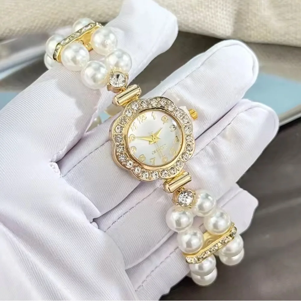 Lux watch Stainless steel Panther’s watch Pearl and diamond